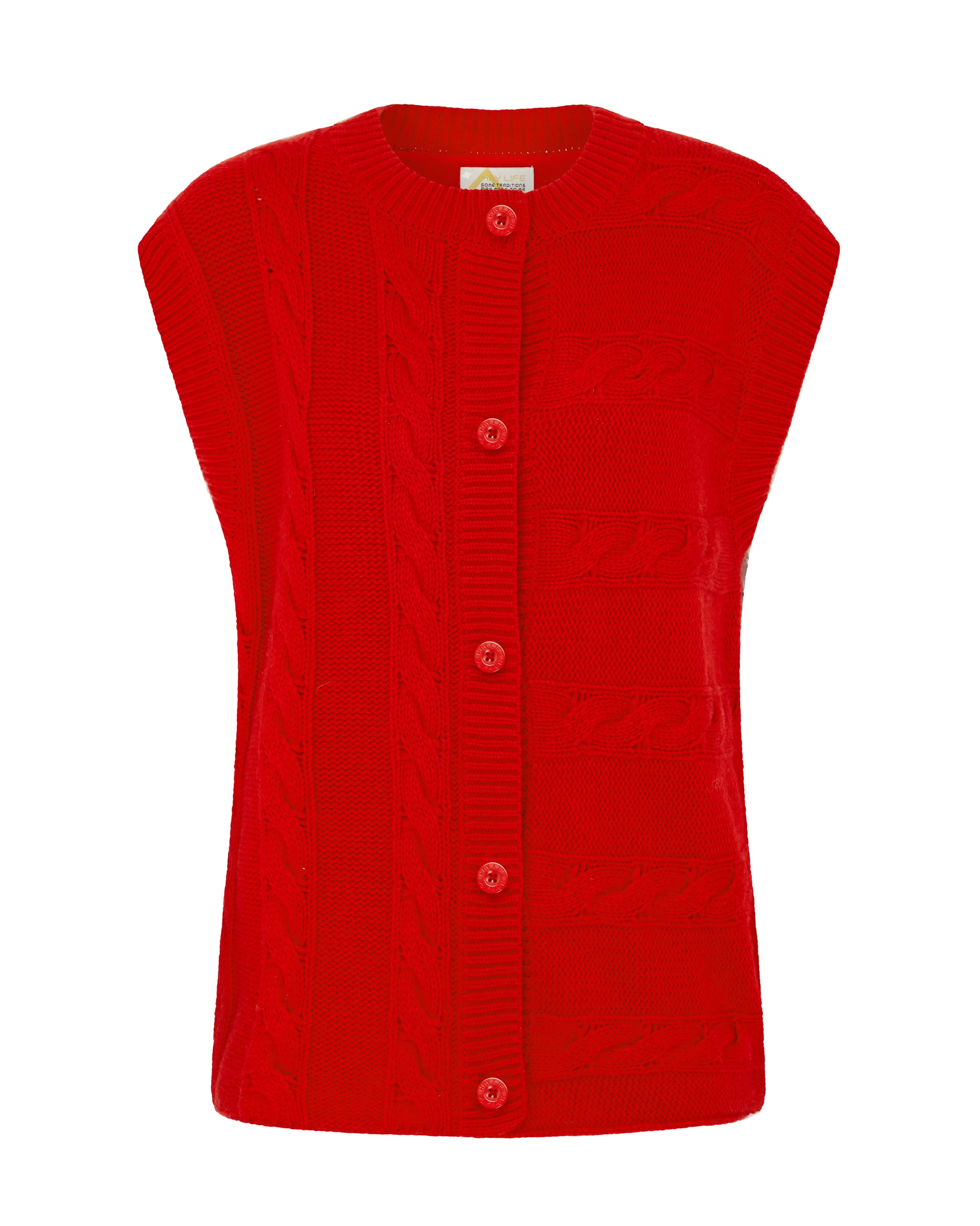 Pace Button Vest Cherry Red