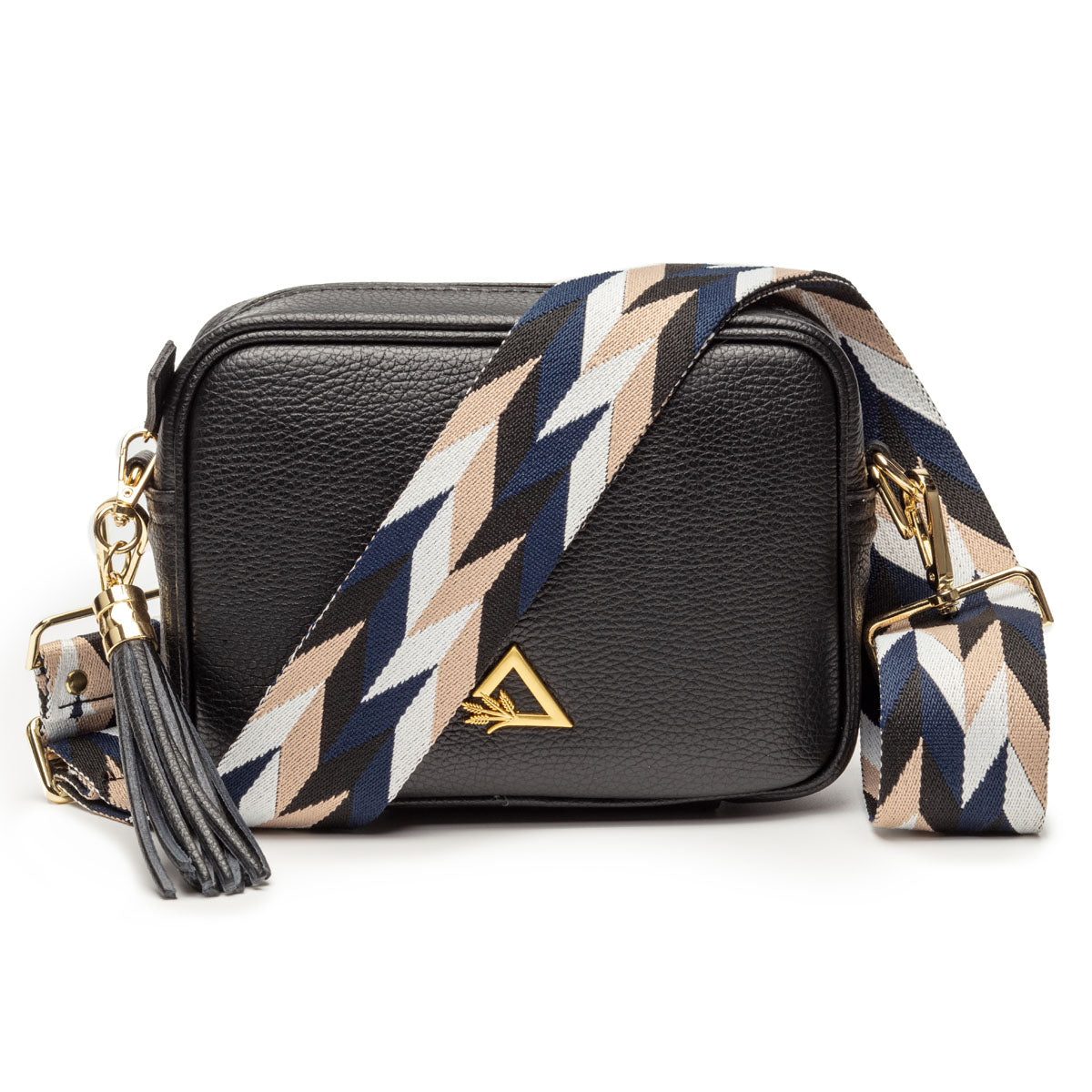 Elie Beaumont Crossbody Strap Navy / Gold Pattern