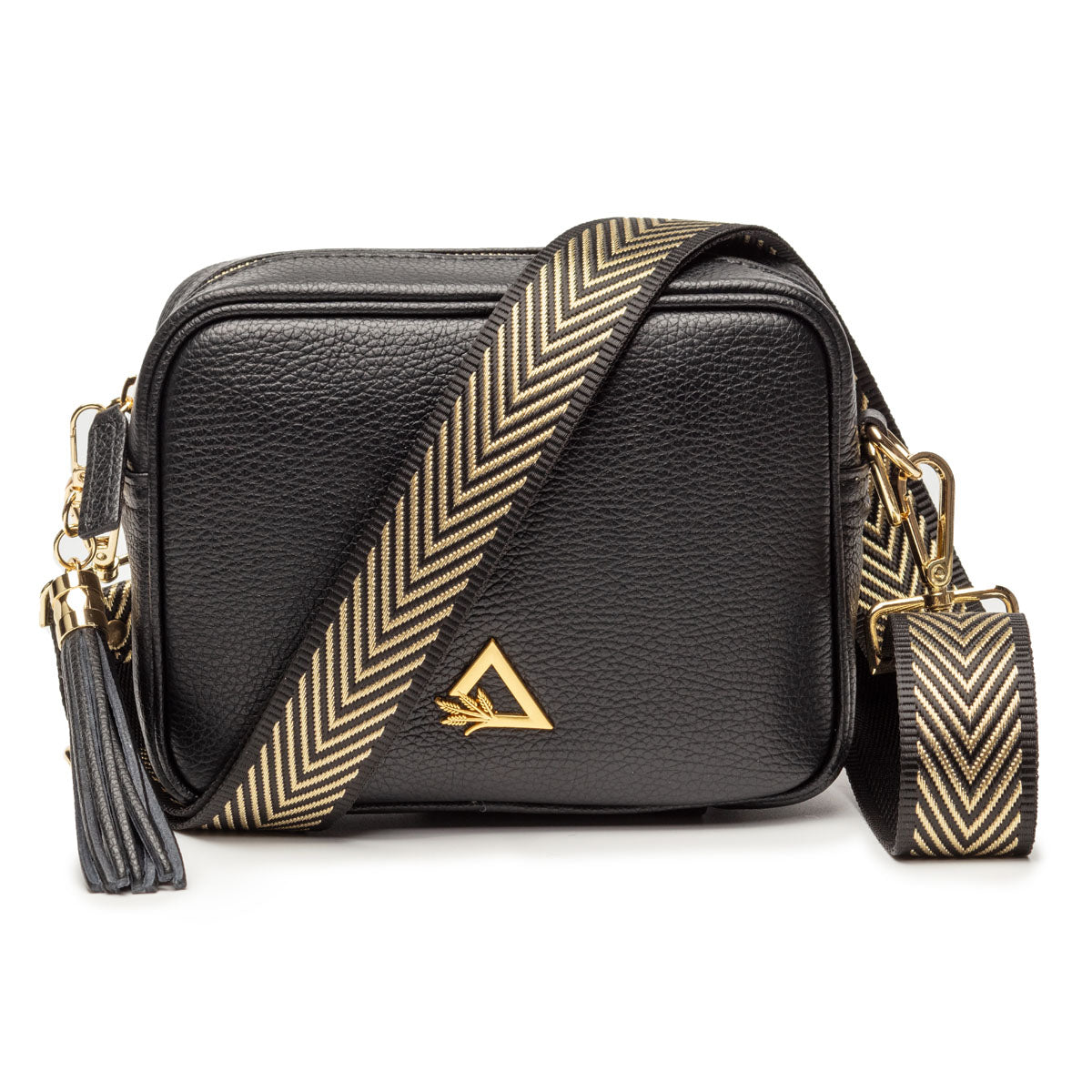 Elie Beaumont Crossbody Strap Gold Chevron