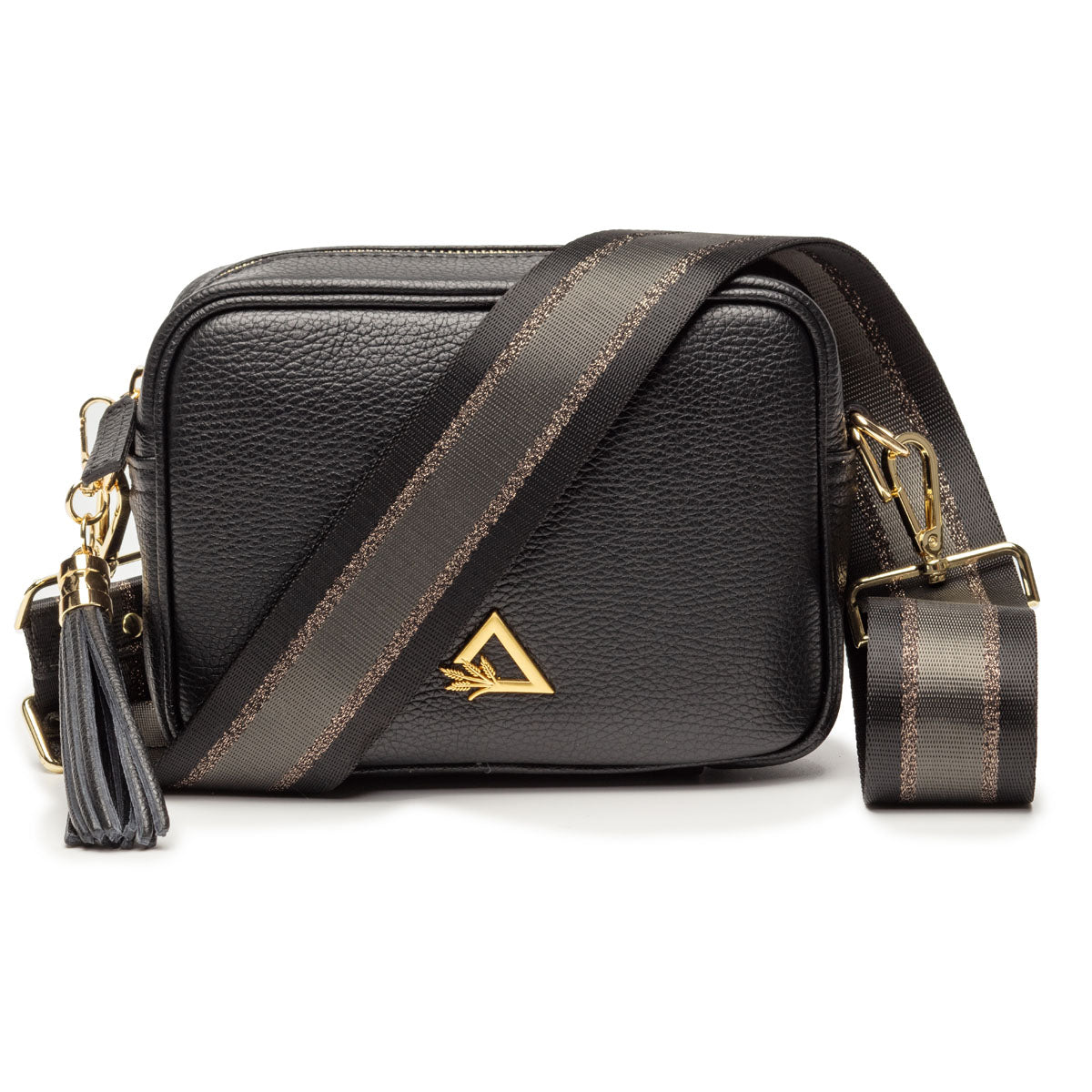 Elie Beaumont Crossbody Strap Charcoal Stripe