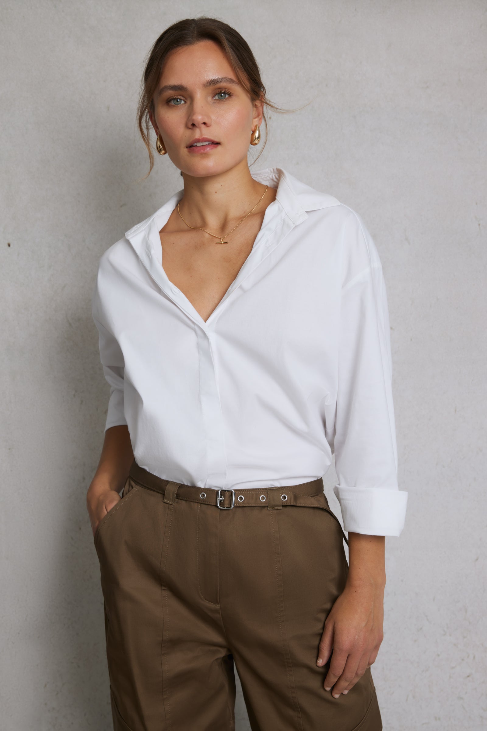 Box Fit Long Sleeve White Shirt