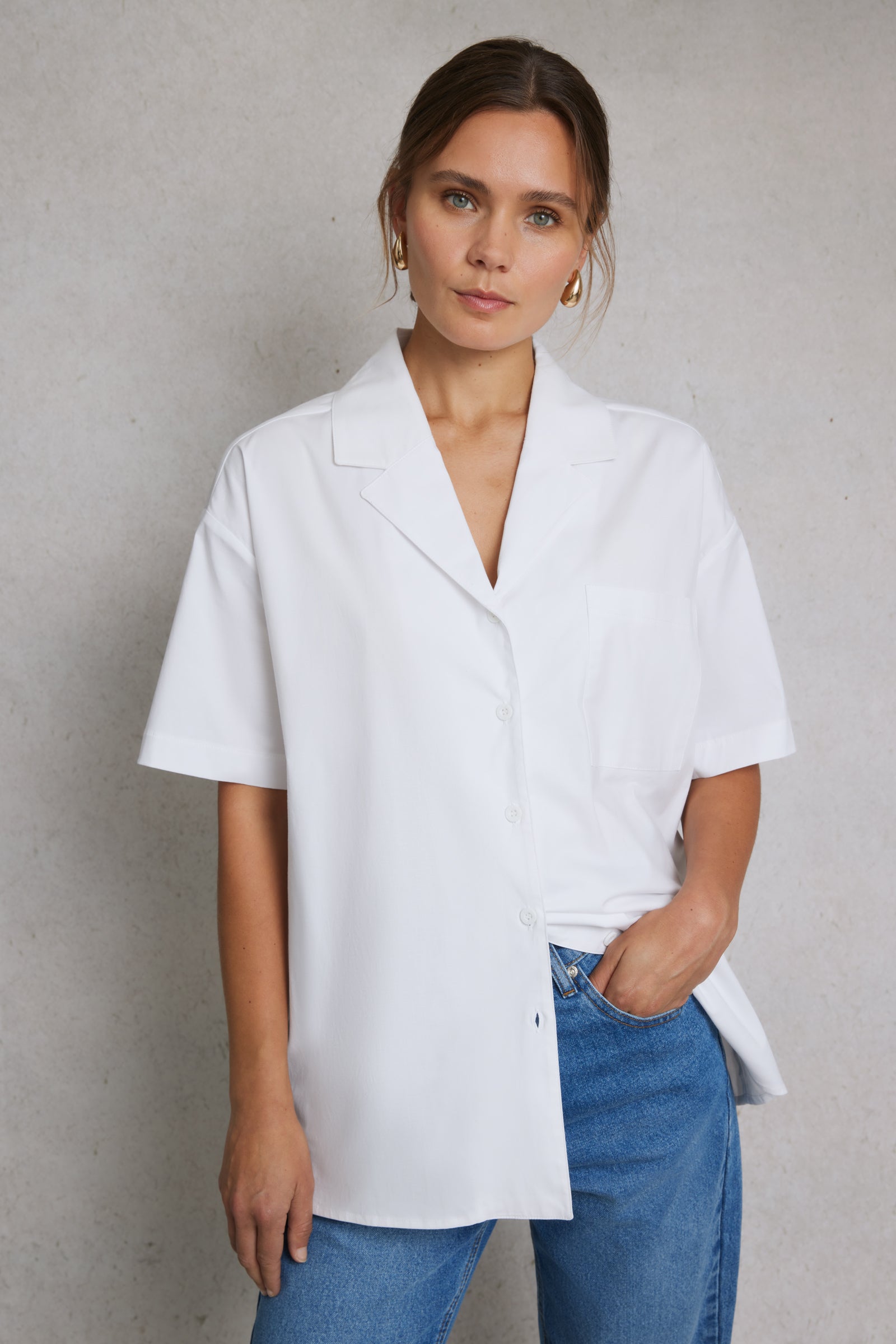 Revere Box Collar Shirt White