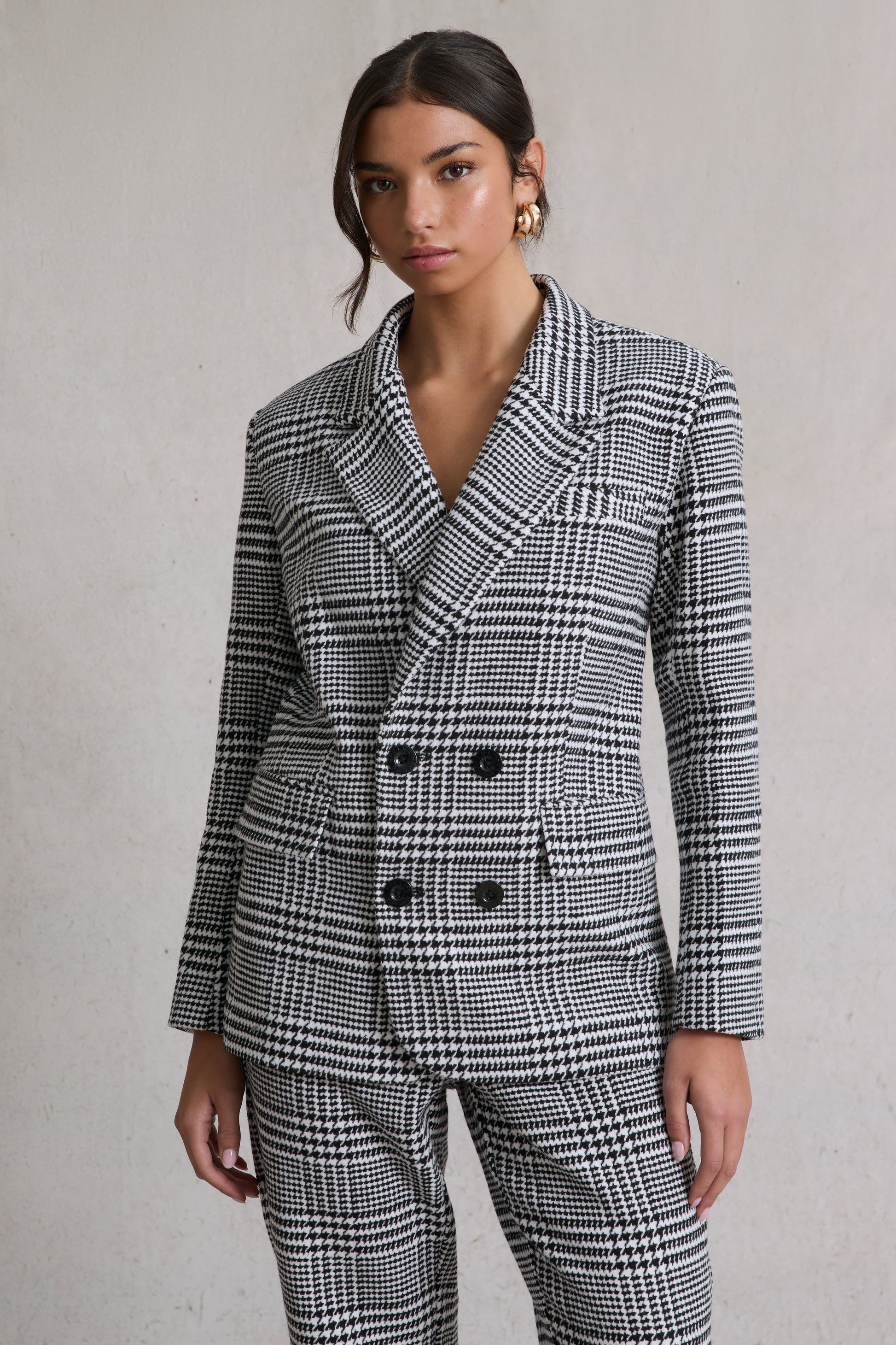 Double Breasted Check Blazer