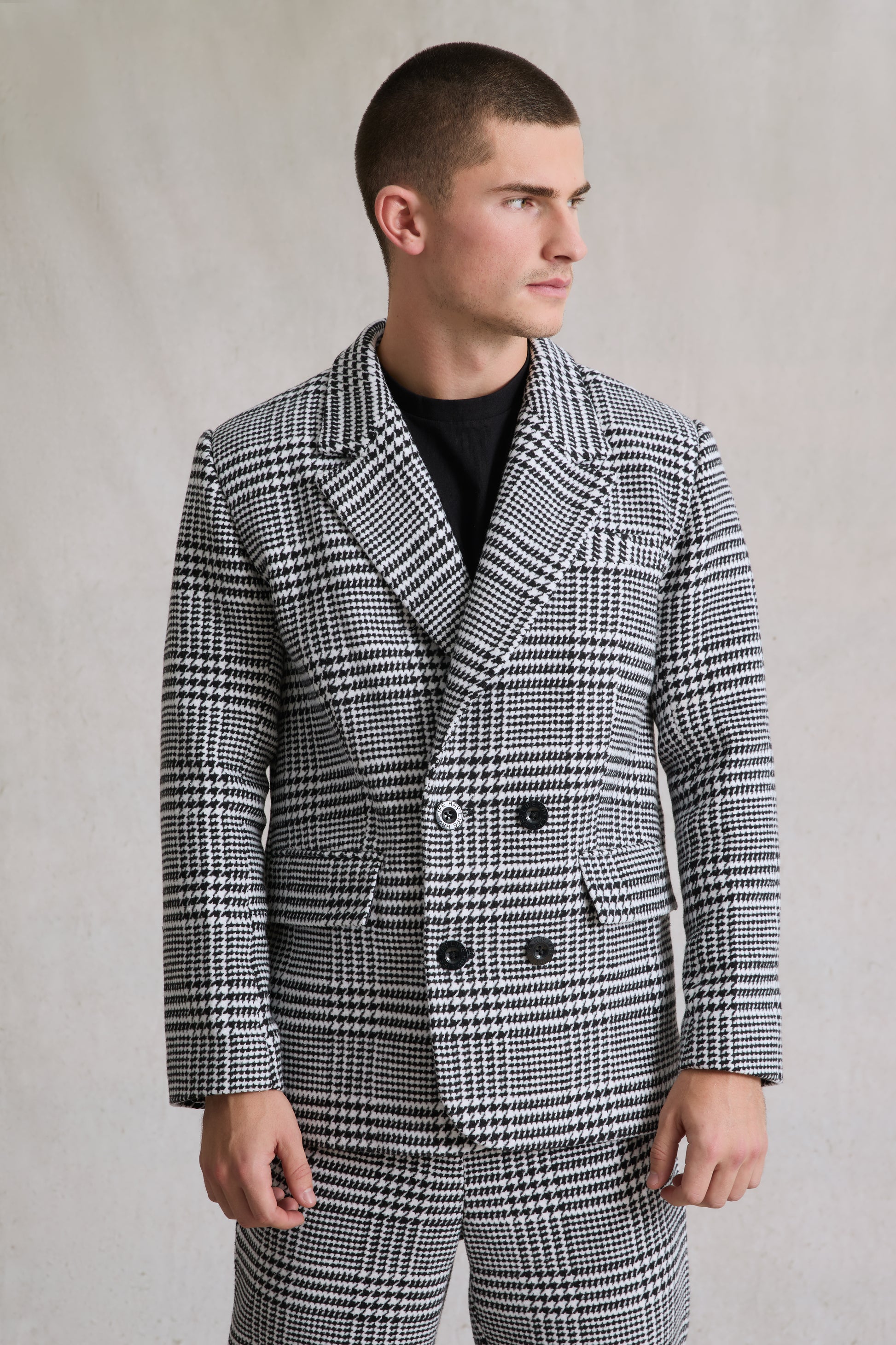 Double Breasted Check Blazer