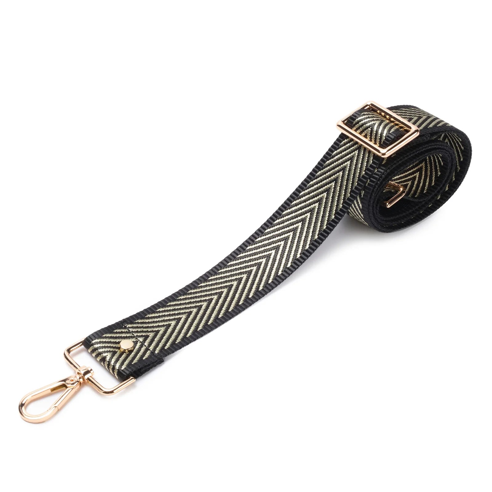 Elie Beaumont Crossbody Strap Gold Chevron