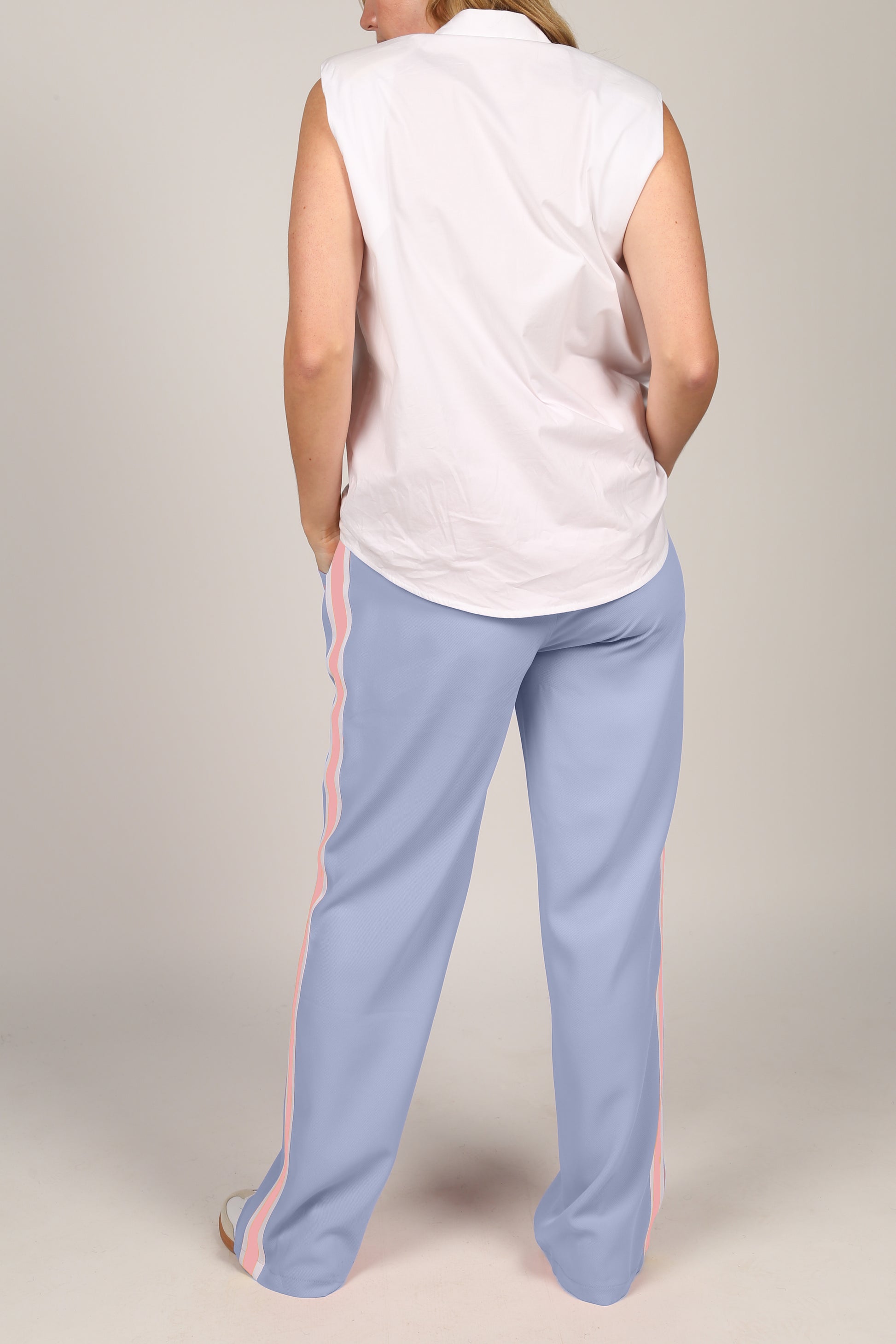 Side Stripe Trousers Light Blue