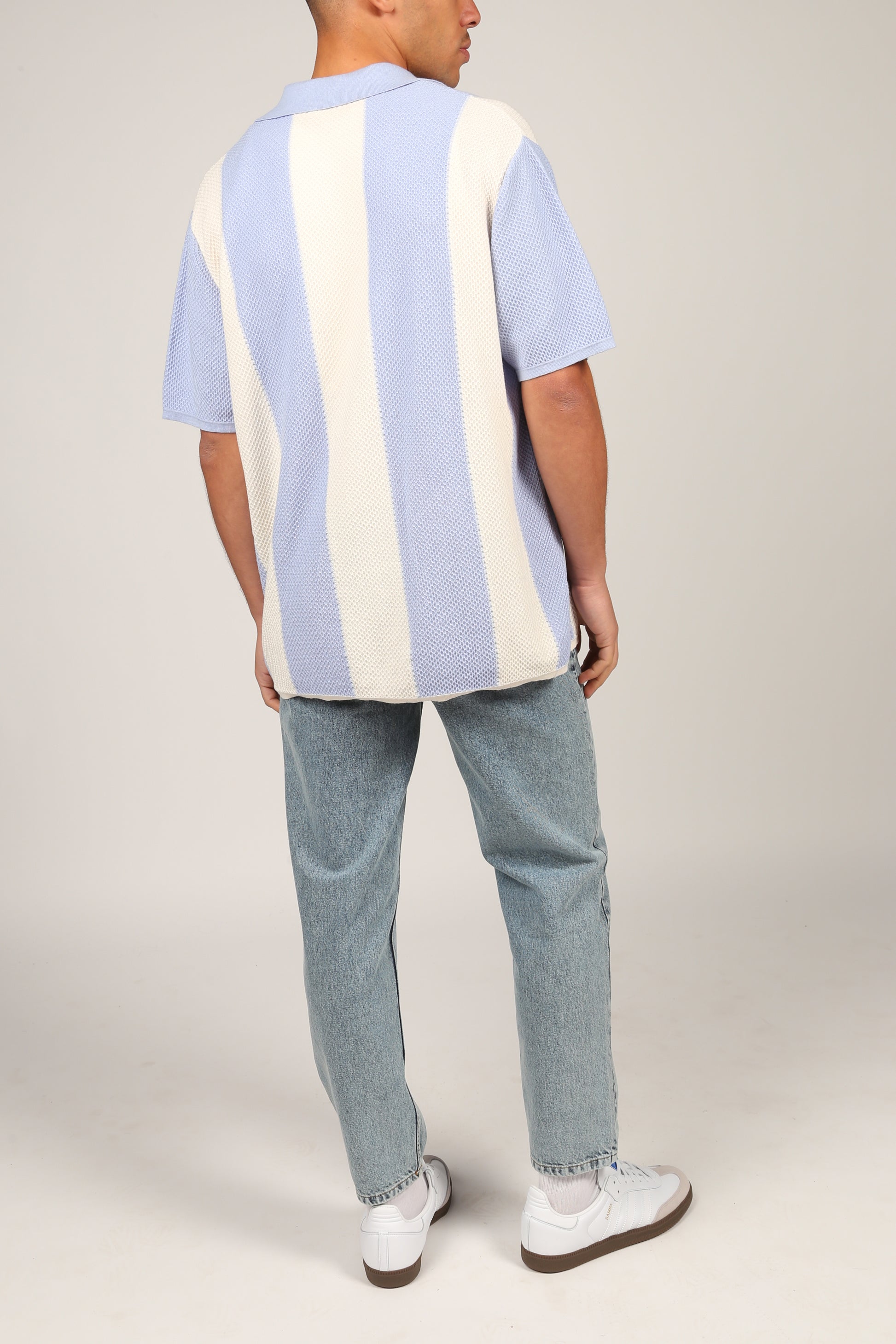 Striped Knit Shirt Light Blue