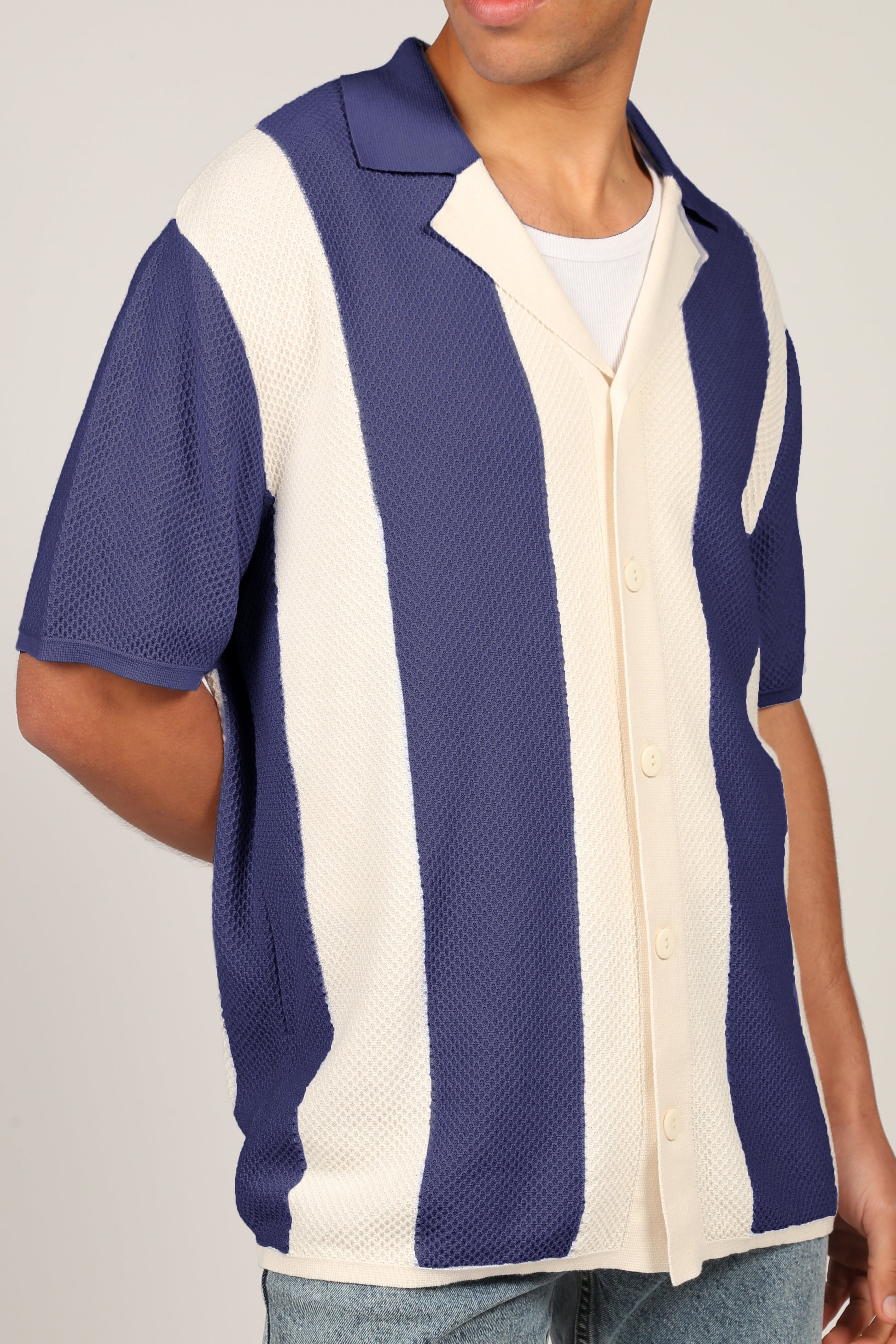 Striped Knit Shirt Navy