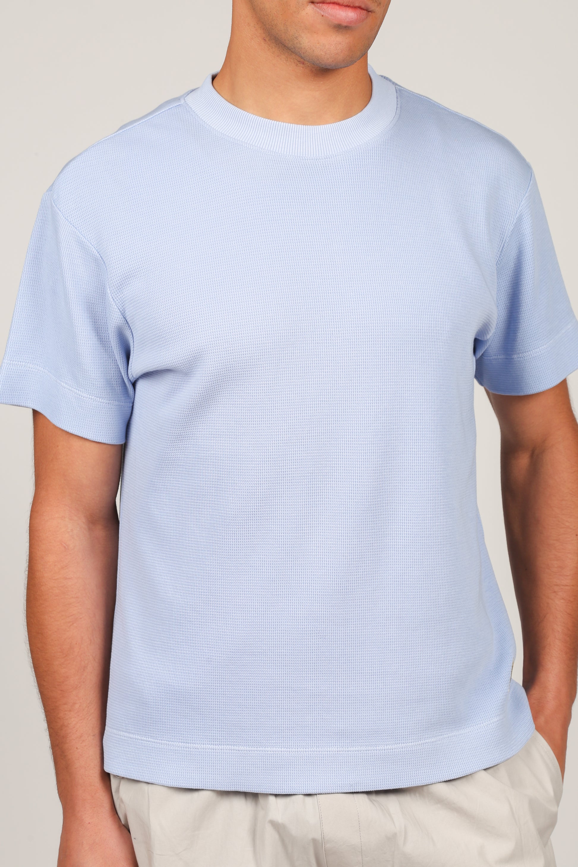 Waffle Boxy Tee Light Blue