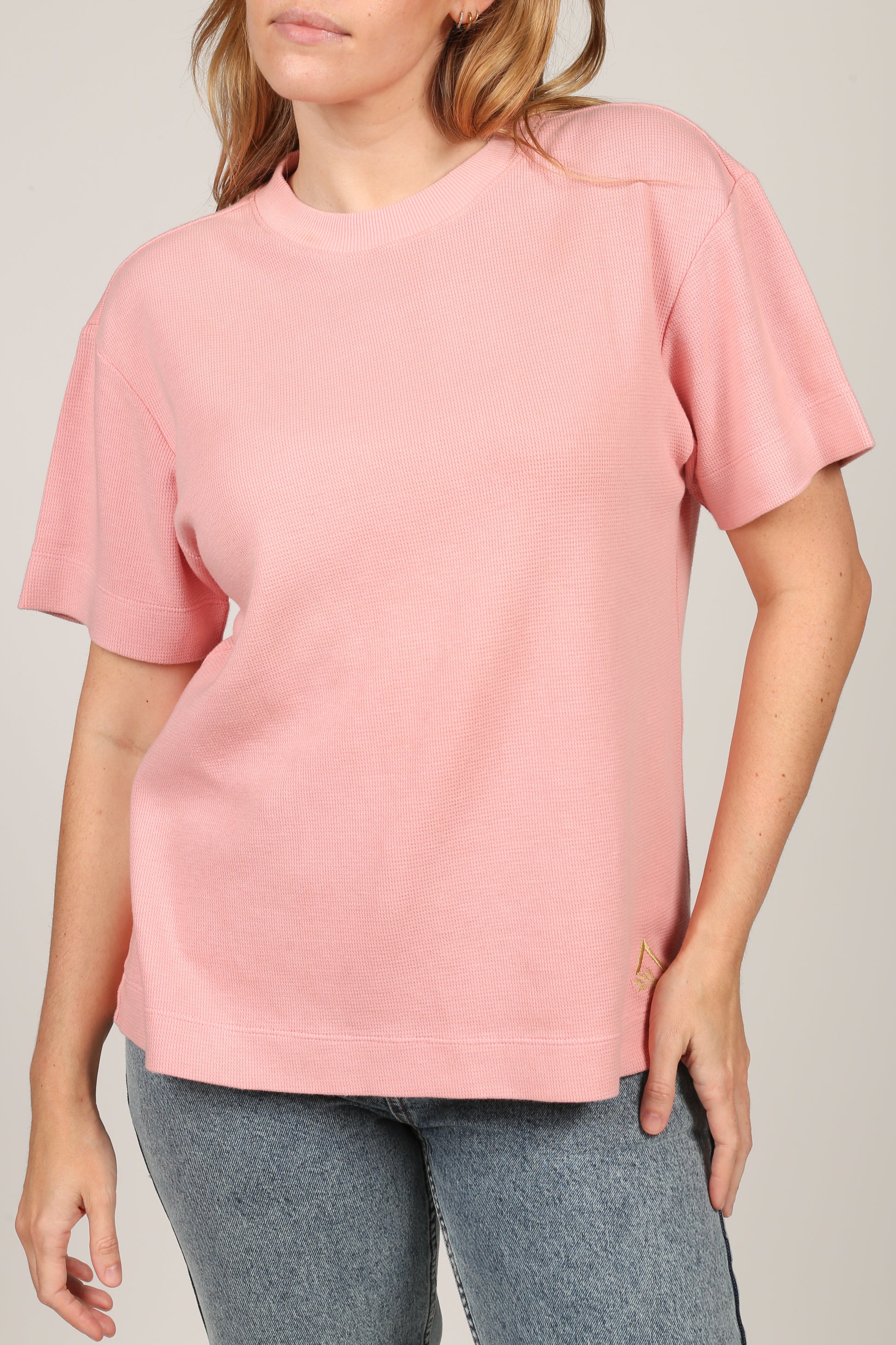 Waffle Boxy Tee Pink