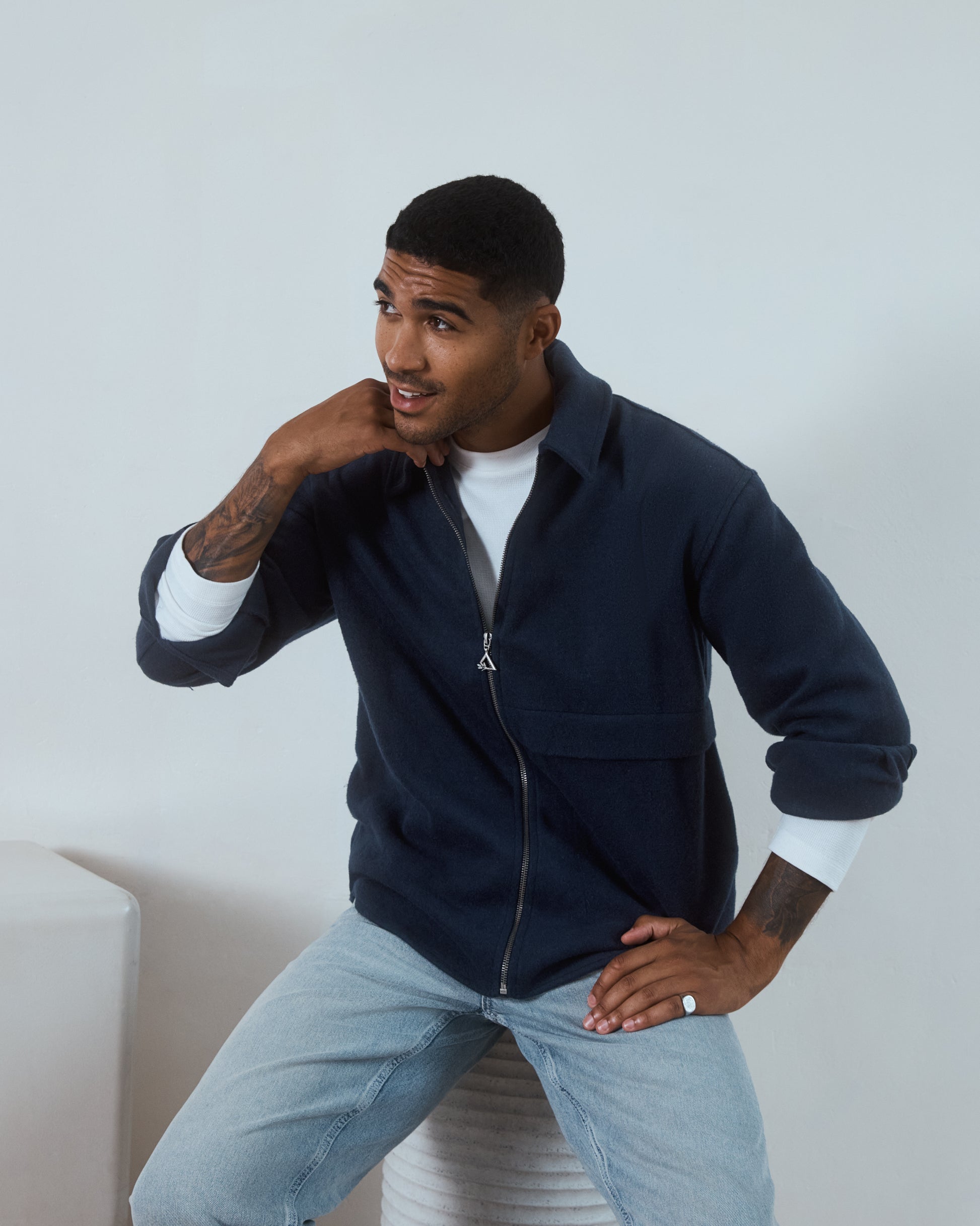 Zip Through Jacket Navy