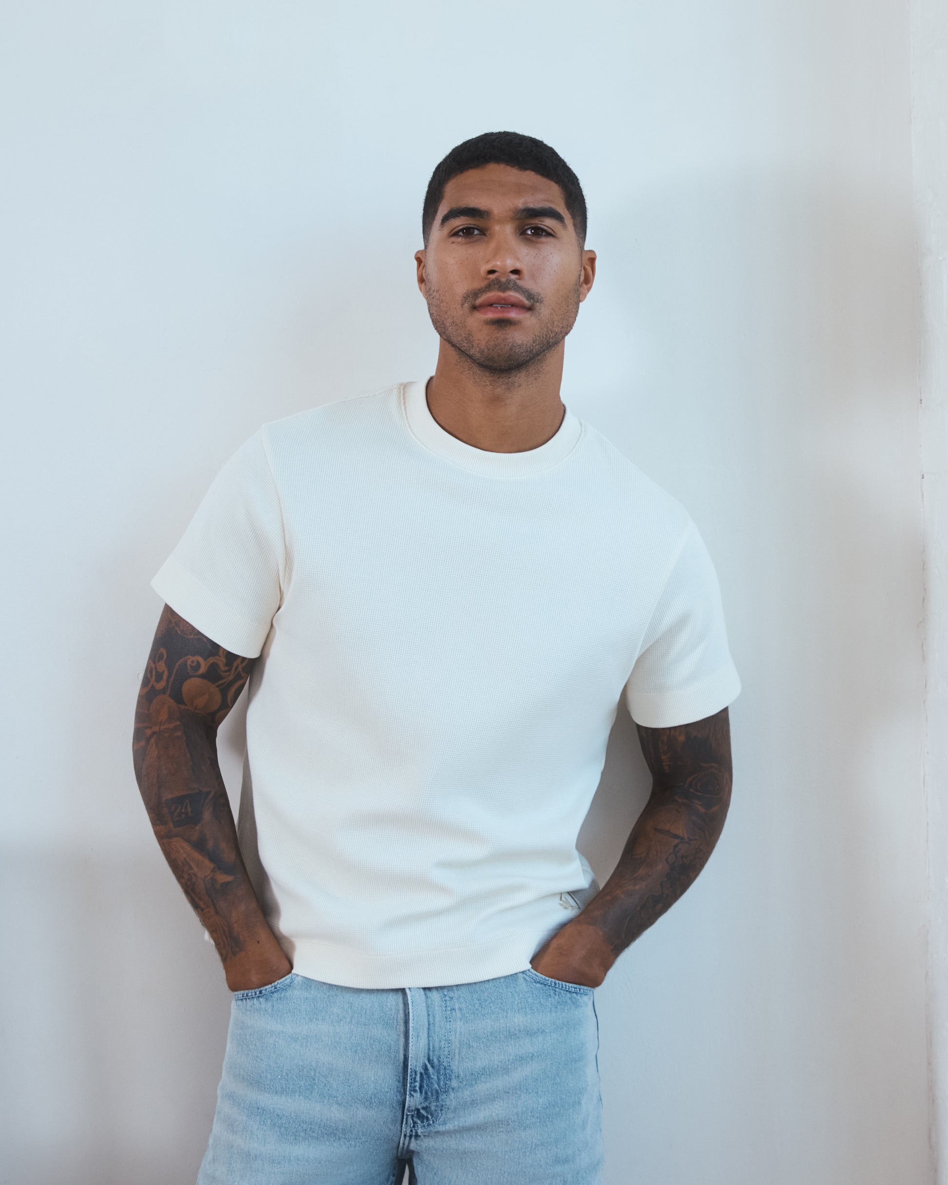 Waffle Boxy Tee Off White