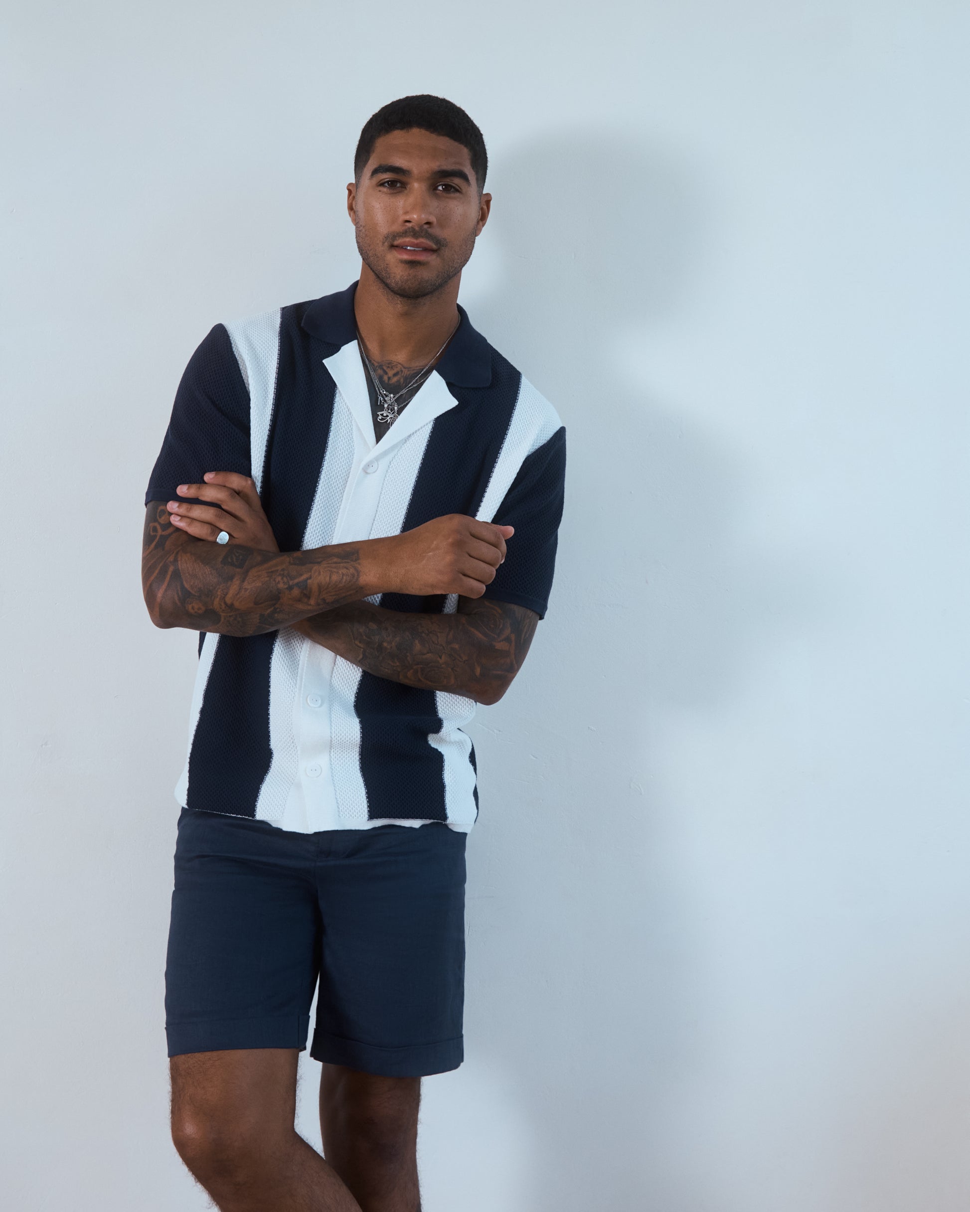 Striped Knit Shirt Navy