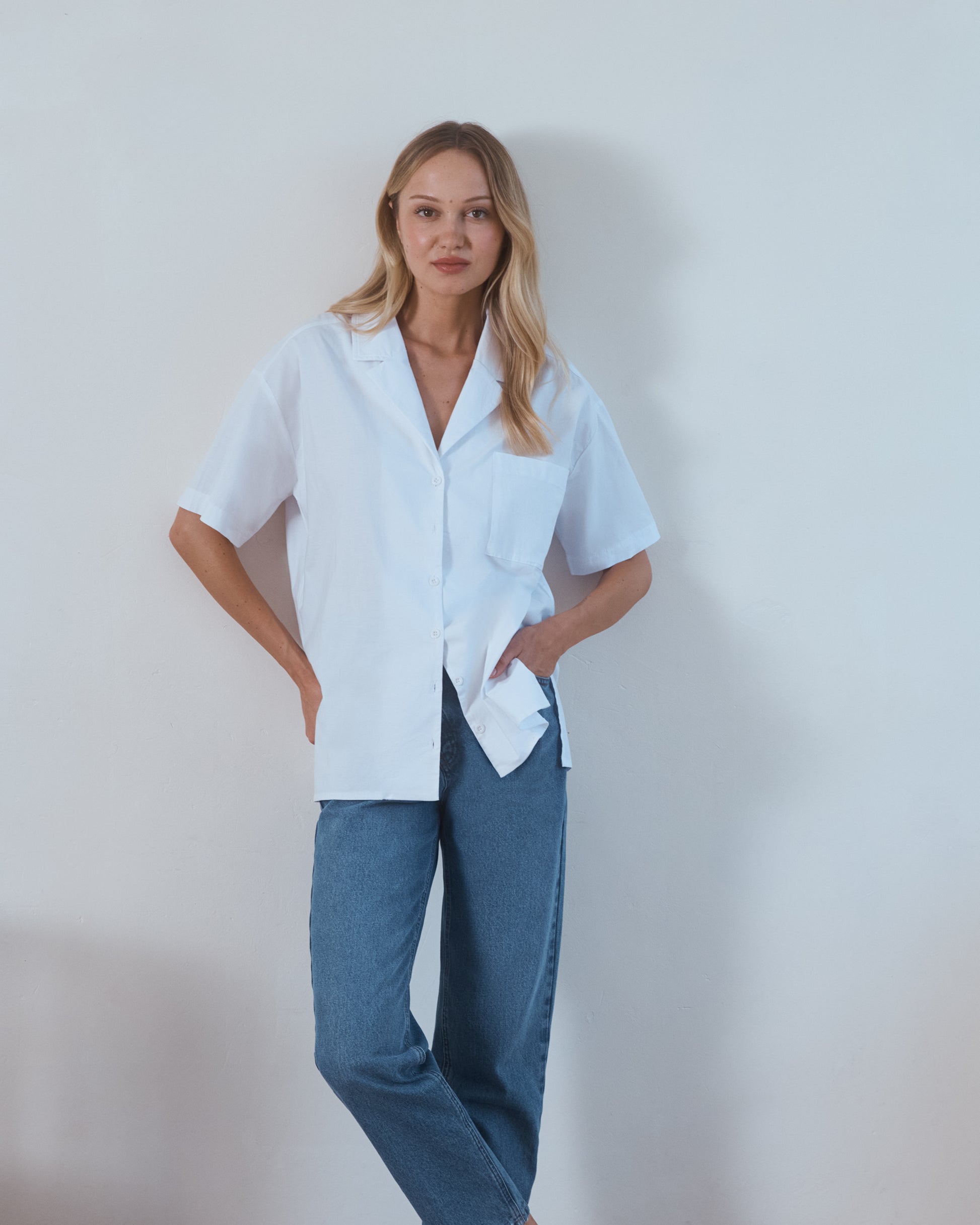 Revere Box Collar Shirt White